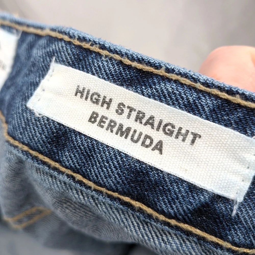 High Straight Denim Bermuda Shorts Classic Blue Casual‎ Summer Size 6